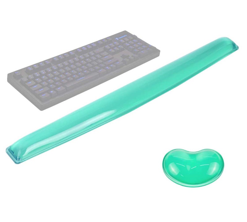 ABRONDA Gel Keyboard & Mouse Wrist Rest Set - Keyboard Wrist Rest Pad & Mouse Support for Office Gaming Pad Computer Laptop Ergonomic Comfortable Pain Relief-Green Pad Set - Image 1